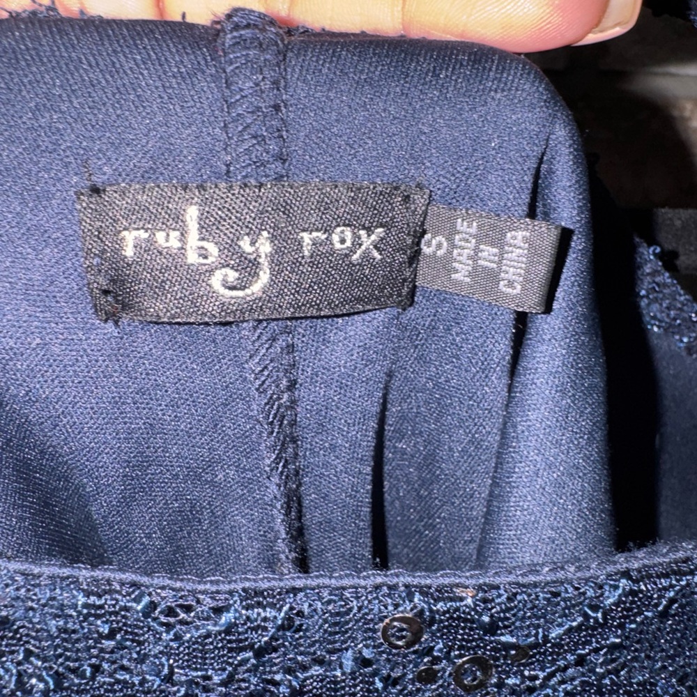 Ruby Rox Navy Sequin Lace Dress - Picture 4 of 4